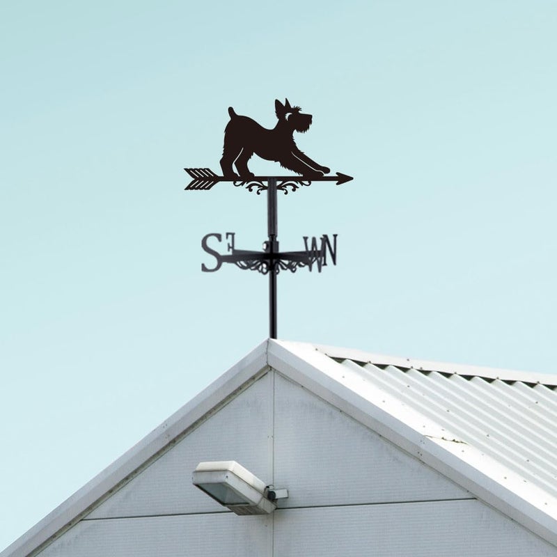 SUPERDANT Schnauzer Weather Vane for Roof Dog Metal Weathervane Animal Wind Vanes Black Wind Direction Indicator for Farmhouse Yard Farm Shed Garden Decoration - Image 4
